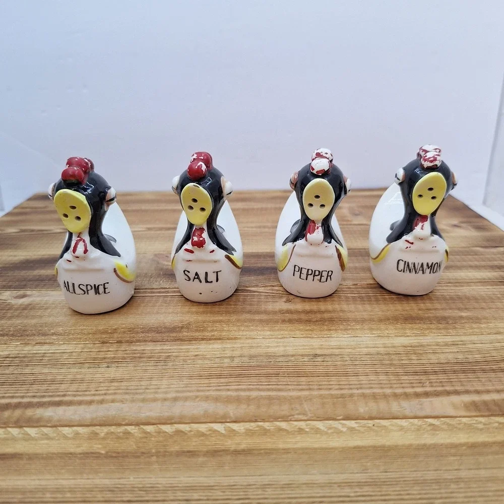 Rooster Salt Pepper and Spices Shaker Set Vintage Japan 1960s Hand Painted‎ X4